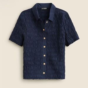 Jcrew Smocked button-up shirt in cotton-blend voile